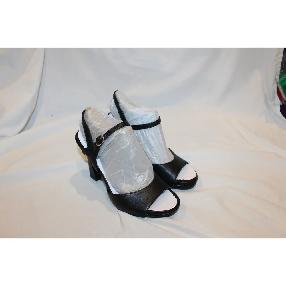 Naturalizer Women's Lala Leather Strappy Heels Sandals Black Size 7 WIDE